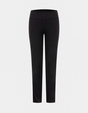 Pantalon Urban Revivo Split Hem Stretch De Punto Long Flaco Mujer Negros | MQG575EL