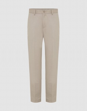 Pantalon Urban Revivo Tailored Directo Hombre Kaki Grises | AEB8883LG