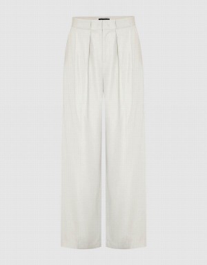 Pantalon Urban Revivo Tailored Directo Mujer Blancos | JEN4645PJ