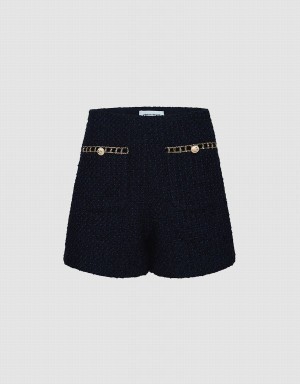 Short Urban Revivo Boucle Sequin Detail Mujer Negros | QKY2480ZM