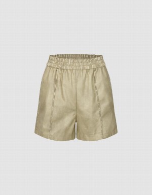 Short Urban Revivo Elastic Cintura Mujer Kaki | SFS9532YB