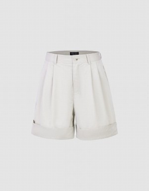 Short Urban Revivo Roll Up Hem Regular Mujer Blancos | QJH3882FZ