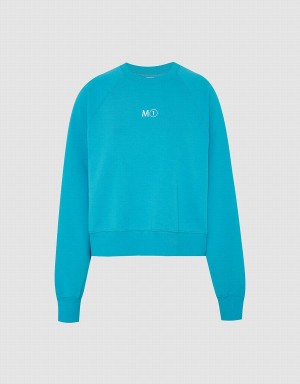 Sudaderas Urban Revivo Crew Neck Loose Mujer Azules | MIY7279QT