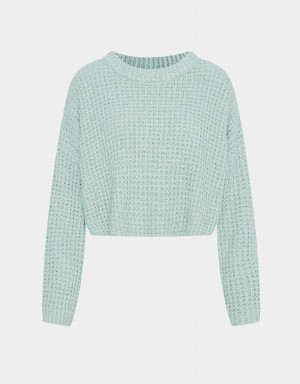 Suéteres Urban Revivo Drop Shoulder Cropped Mujer Verdes | CXB3019CY