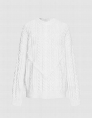 Suéteres Urban Revivo Heart Cable Knit Mujer Blancos | CDB5337EI