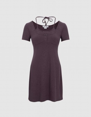 Vestido Urban Revivo 2 In 1 U Neck Flaco Mujer Morados | LHI9220KX