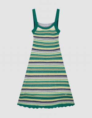 Vestido Urban Revivo A Rayas De Punto Cami Mujer Verdes | JUD9760VM