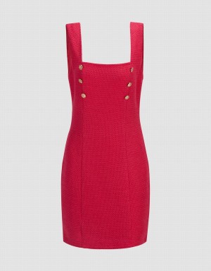 Vestido Urban Revivo Acanalado Knit Sin Manga Bodycon Mujer Rojos | AFR9455PC