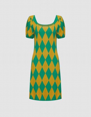 Vestido Urban Revivo Argyle De Punto Mujer Verdes | CFJ1274NQ