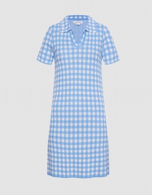 Vestido Urban Revivo Checkered De Punto Mini Checkered Mujer Azules | WRY6263NH