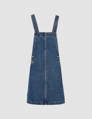 Vestido Urban Revivo Denim Pinafore Mujer Azules | BCN6820CA