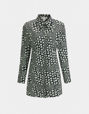 Vestido Urban Revivo Floral Print Button Up Mujer Verdes | DBG7225NI