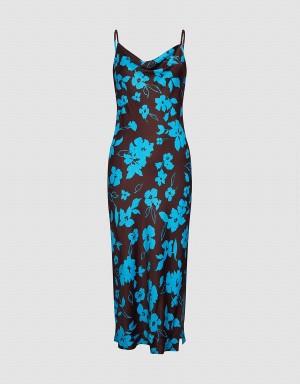 Vestido Urban Revivo Floral Print Cami Mujer Azules | HLF5468ID