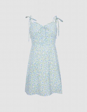 Vestido Urban Revivo Floral Print Cami Mujer Azules | AQC1416JZ