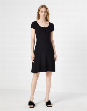 Vestido Urban Revivo Half Button Acanalado Knit Mujer Morados | AQF865KX