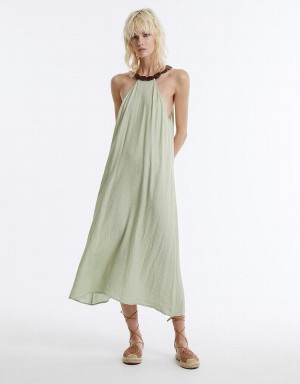 Vestido Urban Revivo Halter Midi Mujer Verdes | CDJ731DT