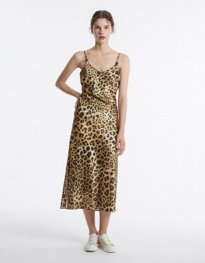 Vestido Urban Revivo Leopard Print Mujer Marrom | RAH297RU