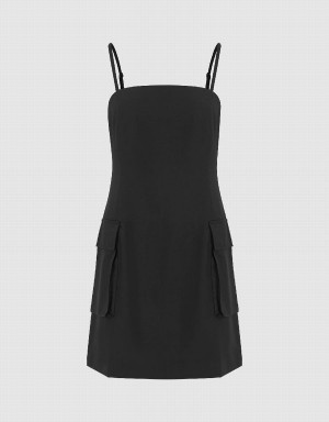 Vestido Urban Revivo Square-Cut Collar Skater Cami Mujer Negros | TLN5593PW