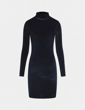 Vestido Urban Revivo Velvet Turtle Neck Bodycon Mujer Negros | YEK3597MI