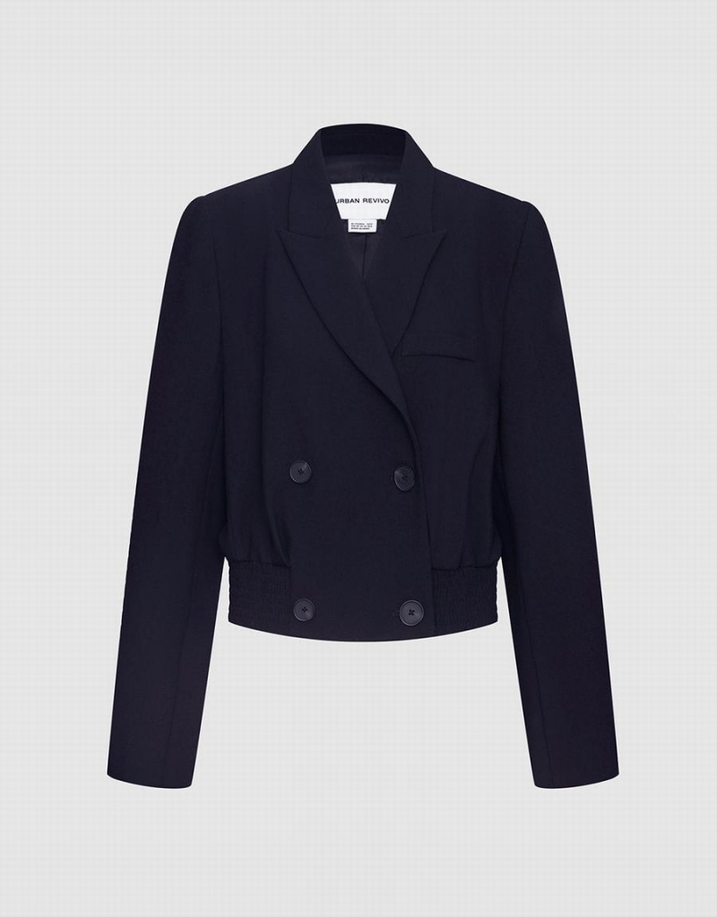 Blazers Urban Revivo Double Breasted Mujer Negros | QZQ2668DE