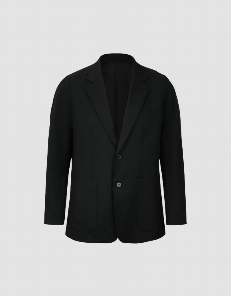 Blazers Urban Revivo Notch Lapel Tailored Hombre Negros | SFI1428UV