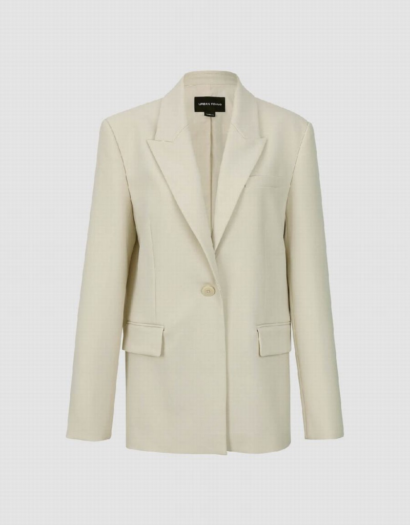 Blazers Urban Revivo Peak Lapel Tailored Mujer Blancos | PKH2071BE