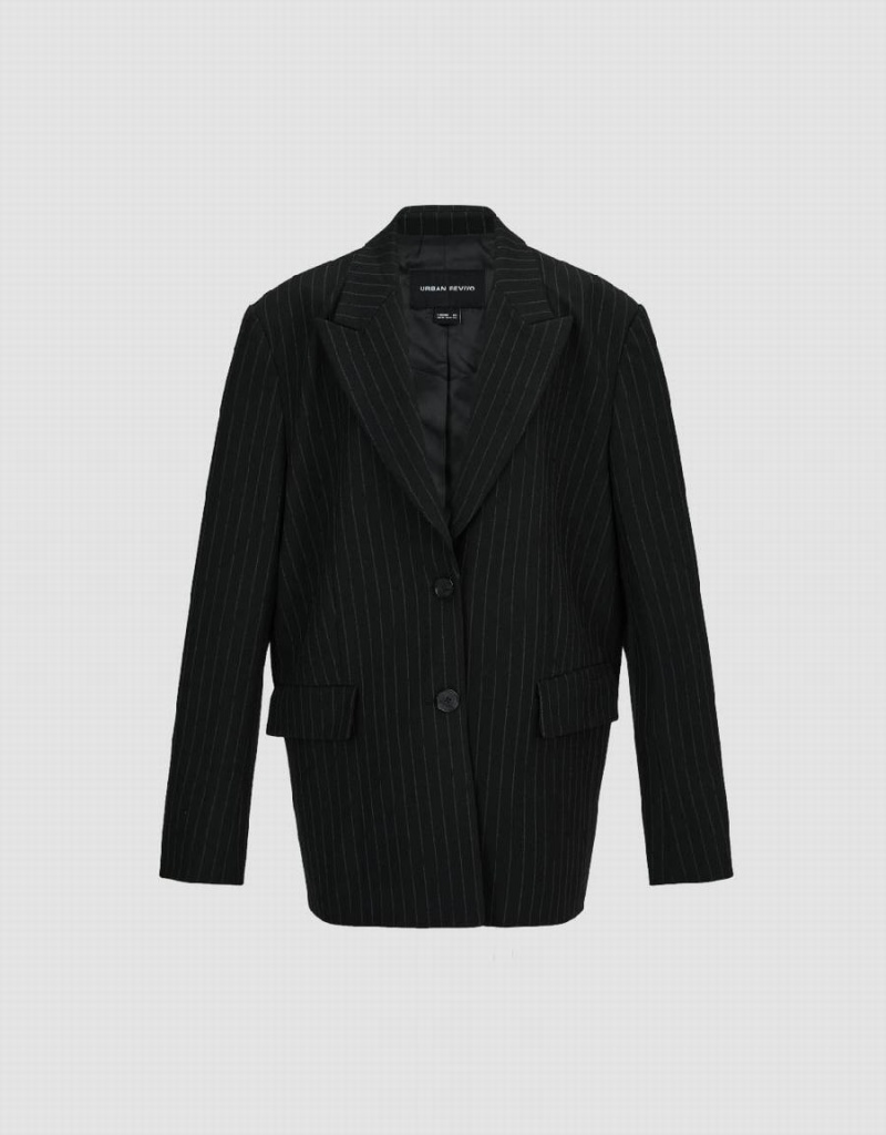 Blazers Urban Revivo Peak Lapel Tailored Mujer Negros | MHZ5640AF