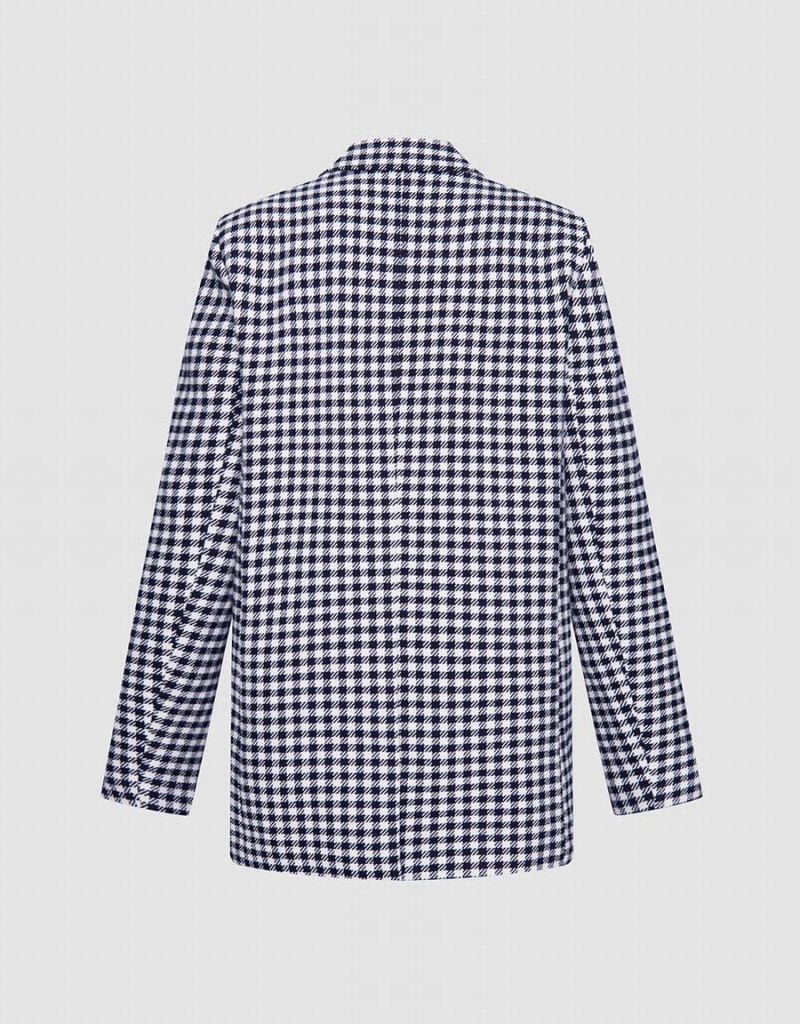 Blazers Urban Revivo Plaid Double Breasted Mujer Grises | SXN7031RA