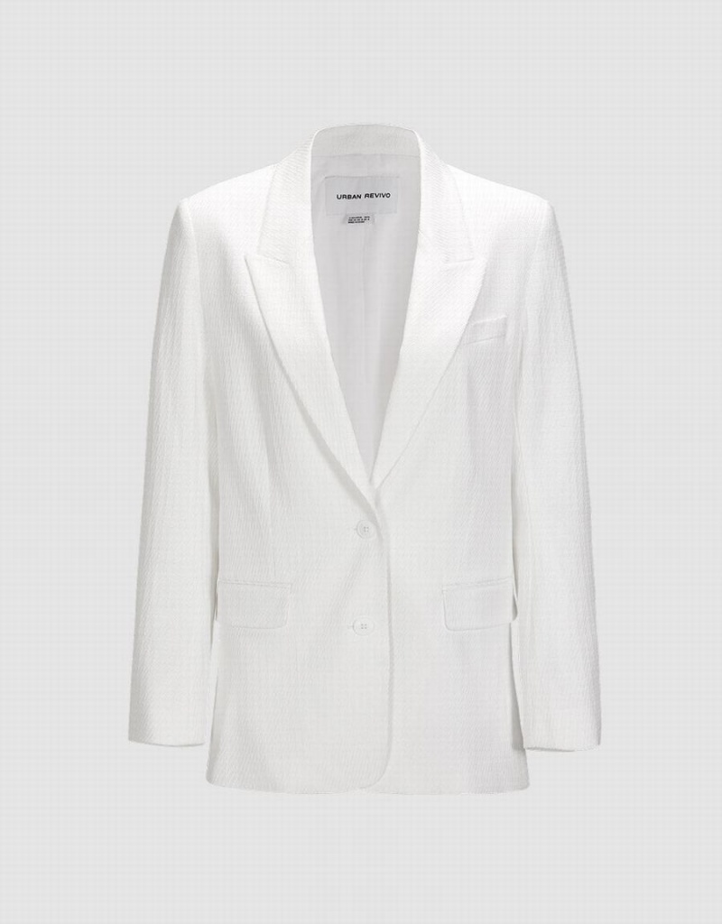 Blazers Urban Revivo Single Breasted Mujer Blancos | LJP8941DH