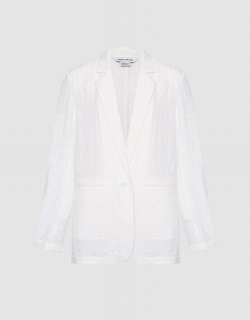 Blazers Urban Revivo Textured Single Breasted Mujer Blancos | NOP2132GH