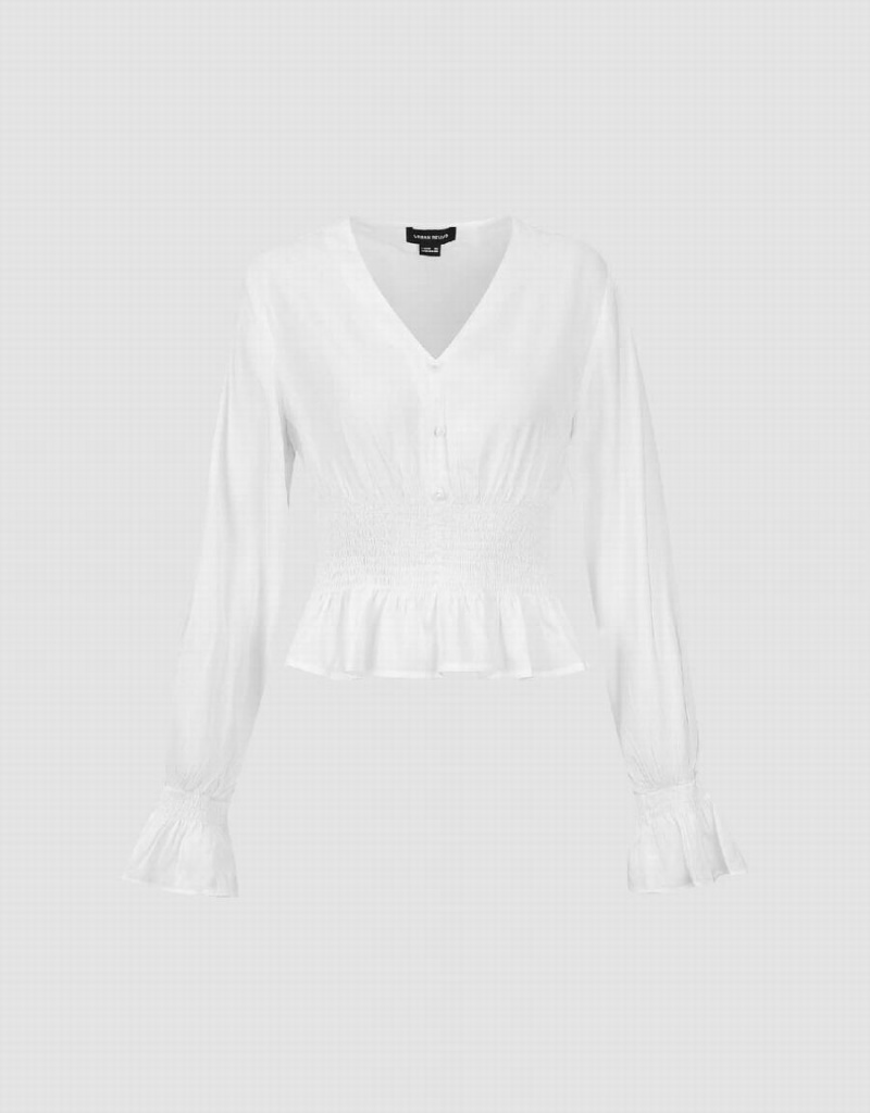 Blusa Urban Revivo Chiffon V-Neck Overhead Mujer Blancos | QOH10045HL