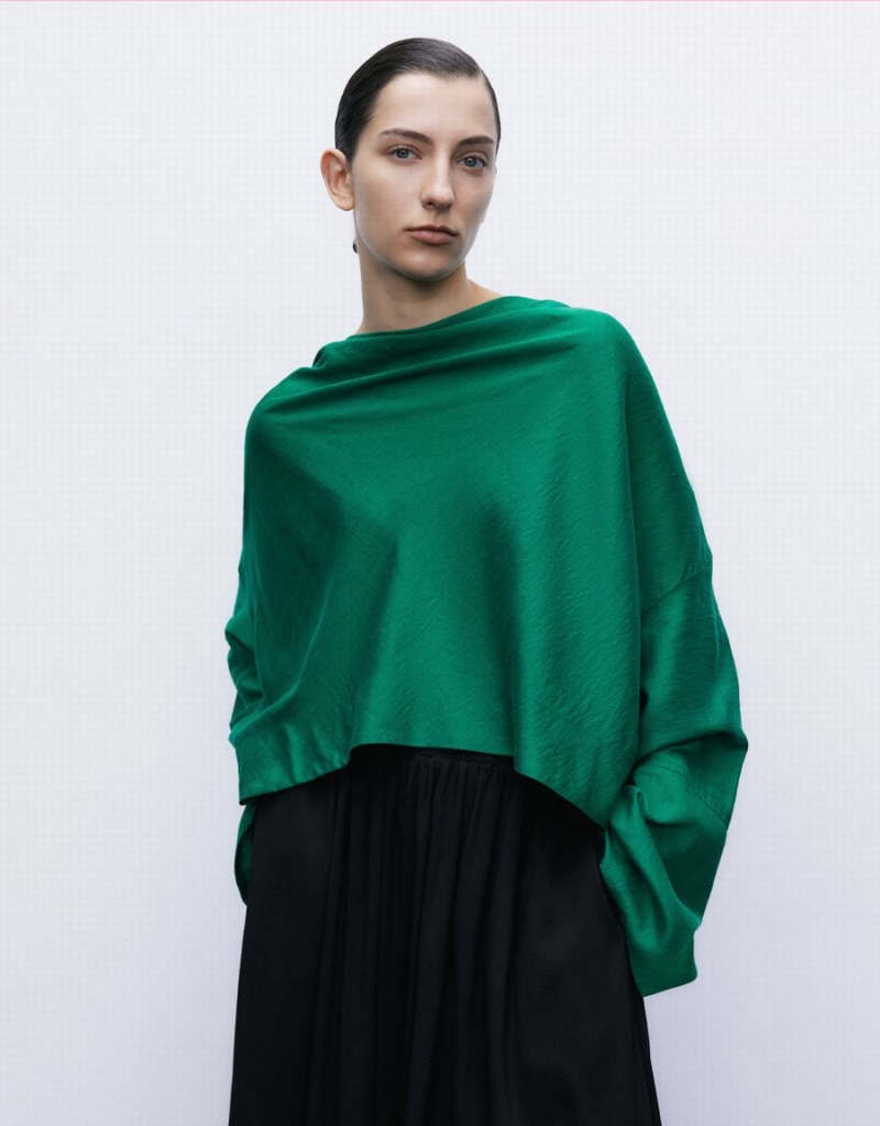 Blusa Urban Revivo Cowl Neck Overhead Mujer Verdes | YGO249OA