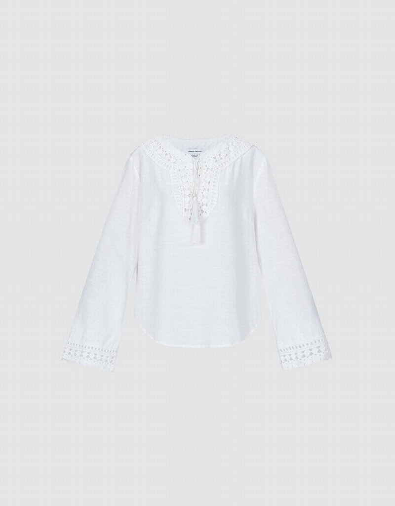 Blusa Urban Revivo Embroidered Mujer Blancos | ENE9136EG