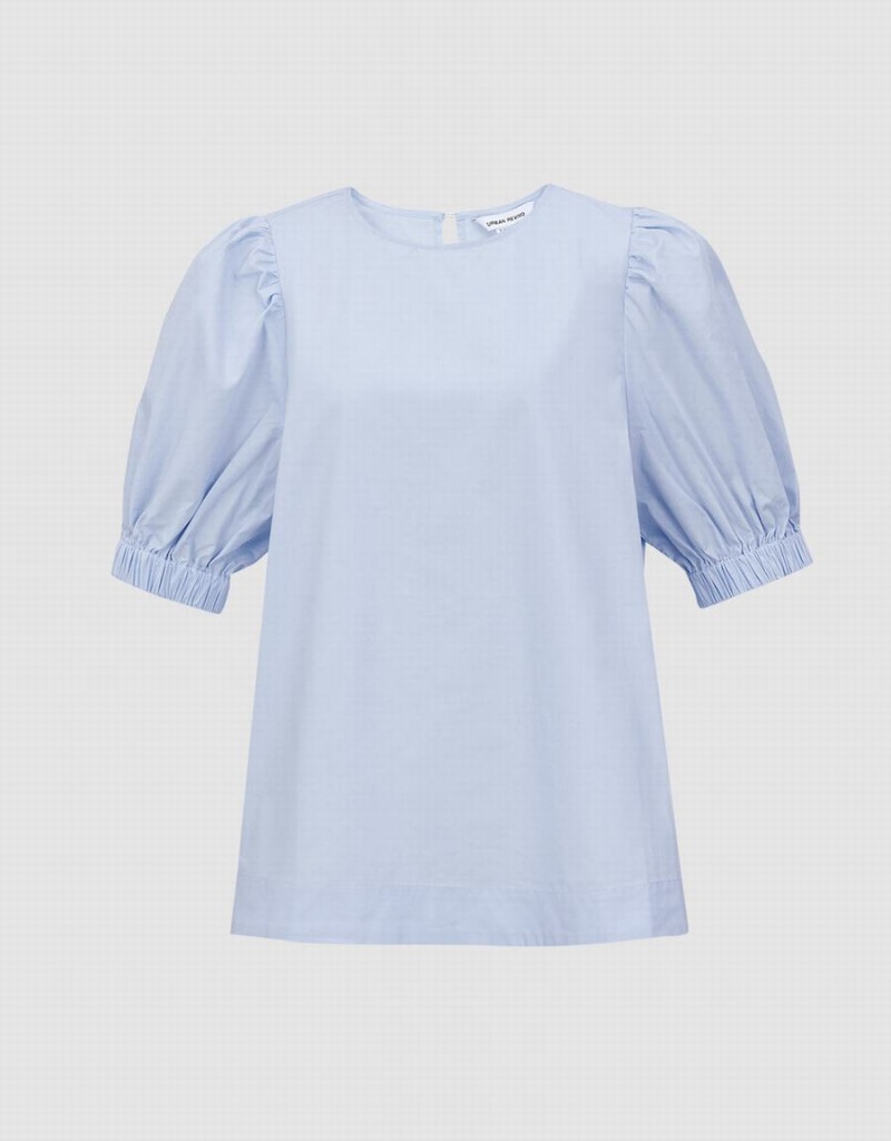 Blusa Urban Revivo Plain Puff Sleeve Mujer Azules | TBS424AP