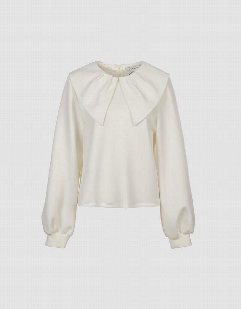 Blusa Urban Revivo Sailor Collar De Punto Mujer Blancos | NMQ5523HF