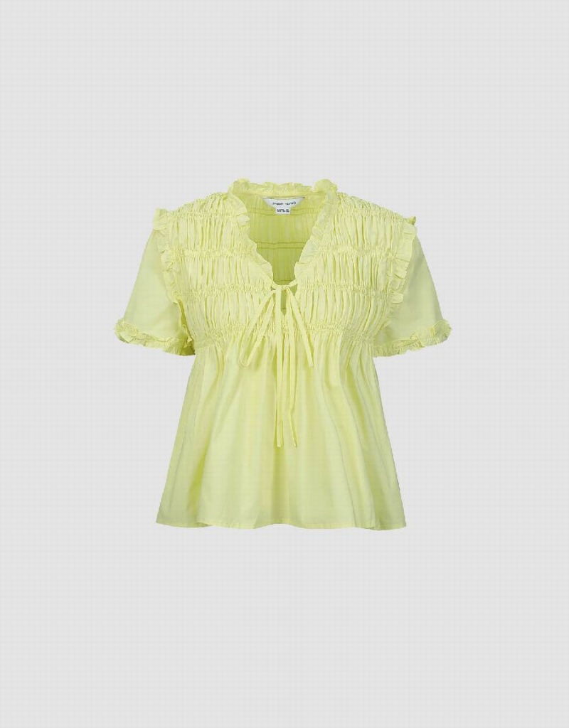 Blusa Urban Revivo Shirred Puff Sleeve Overhead Mujer Verdes | MRO8795WX