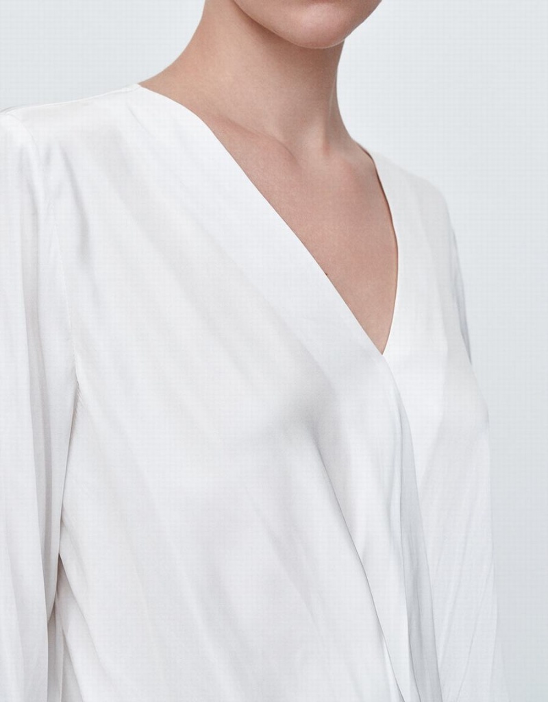 Blusa Urban Revivo Silk Effect Wrap Mujer Blancos | OSE435OS