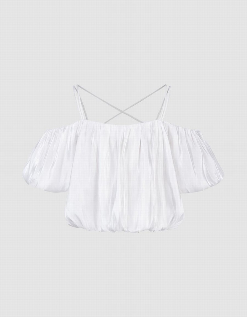 Blusa Urban Revivo Sin Manga Balloon Overhead Mujer Blancos | DRA572PU