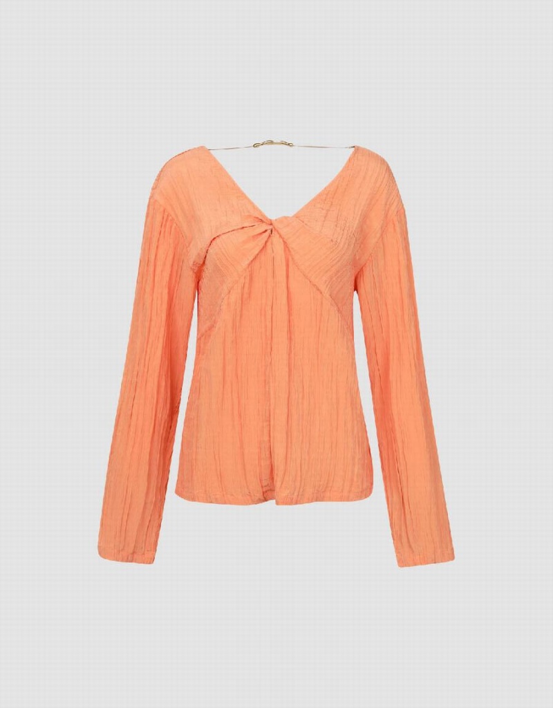 Blusa Urban Revivo V-Neck Overhead Mujer Naranjas | OIJ3432FO