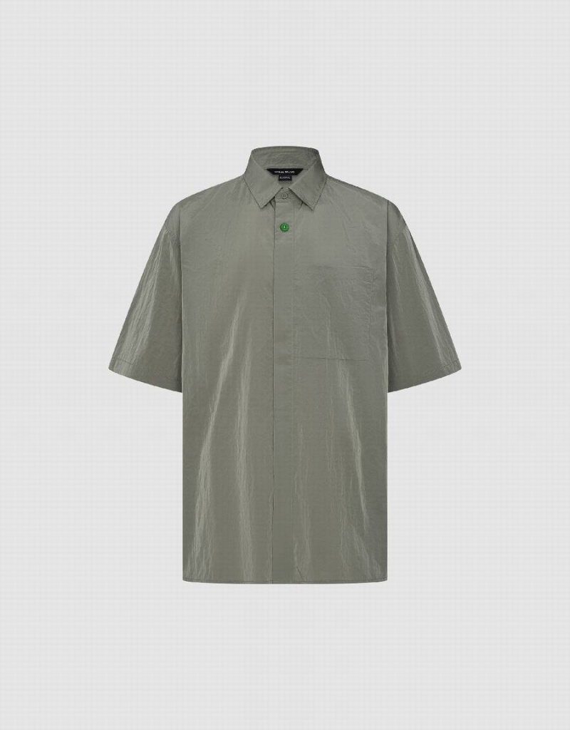 Camisas Urban Revivo Button Up Directo Hombre Verdes | SCV1886VP