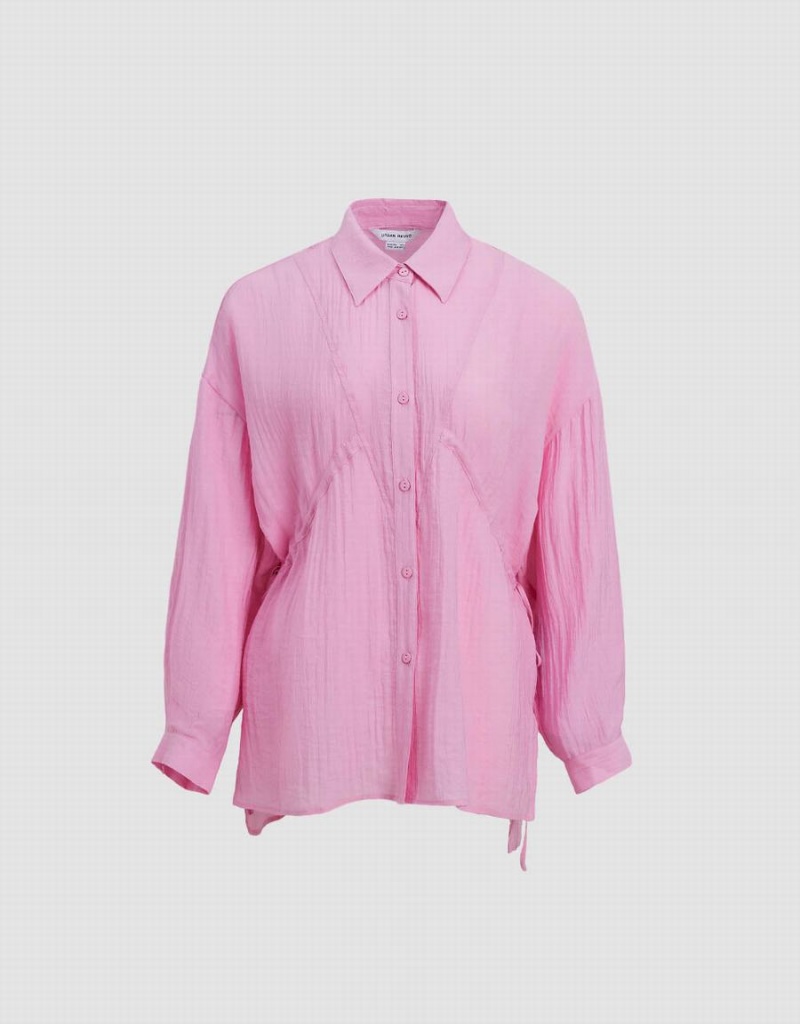 Camisas Urban Revivo Button Up Loose A-Line Mujer Rosas | GIN1128XB