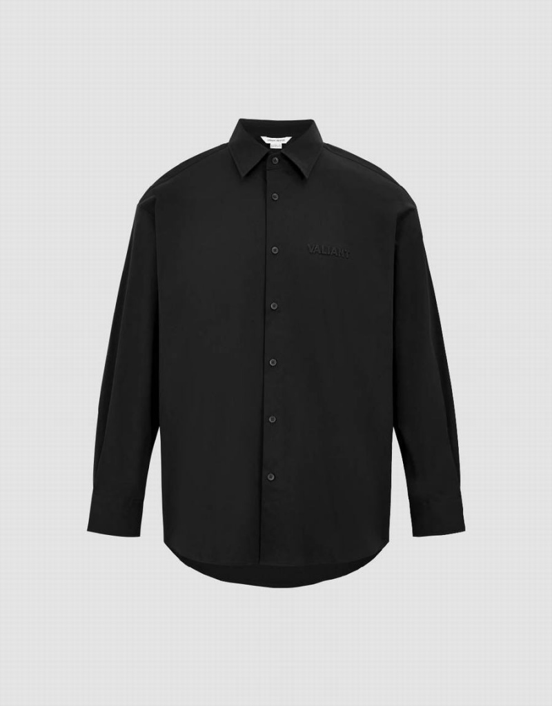 Camisas Urban Revivo Button Up Oversized Hombre Negros | TFV6739CF