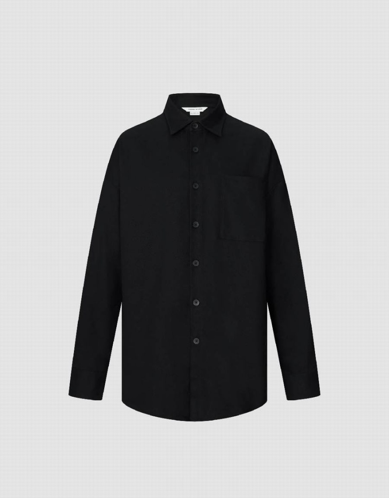 Camisas Urban Revivo Button Up Oversized Hombre Negros | KDY3076UT