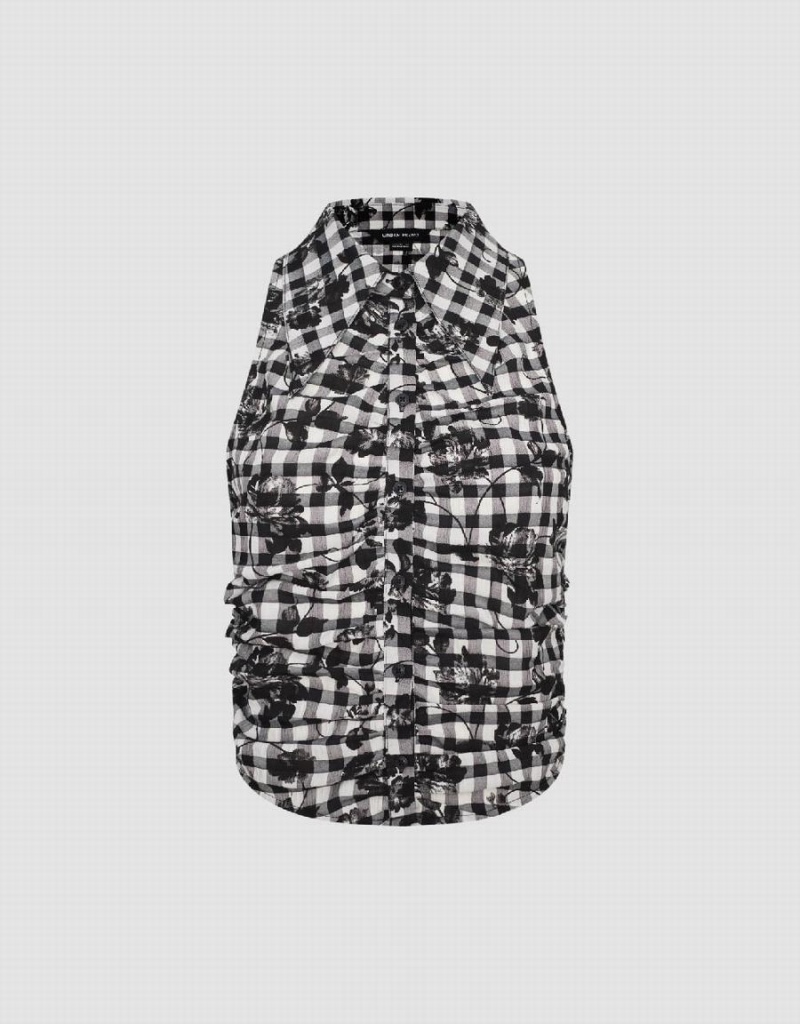 Camisas Urban Revivo Checkered Print Directo Mujer Grises | SSX274WB