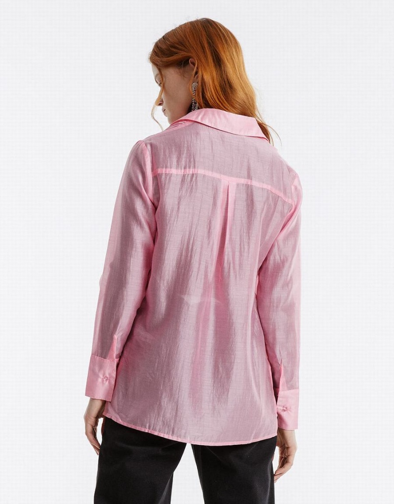 Camisas Urban Revivo Patch Pocket Mujer Rosas | QSB7385MJ