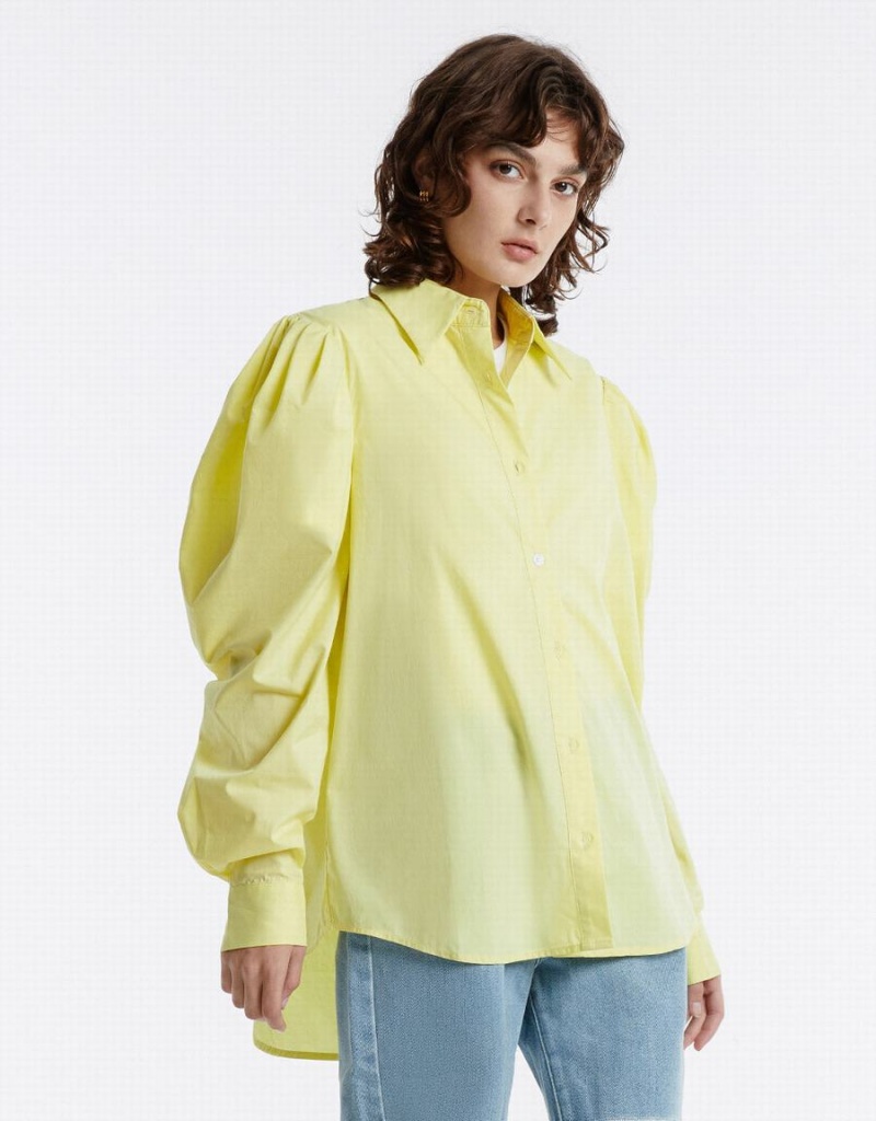 Camisas Urban Revivo Puff Sleeve Mujer Verdes | OWI2486CG