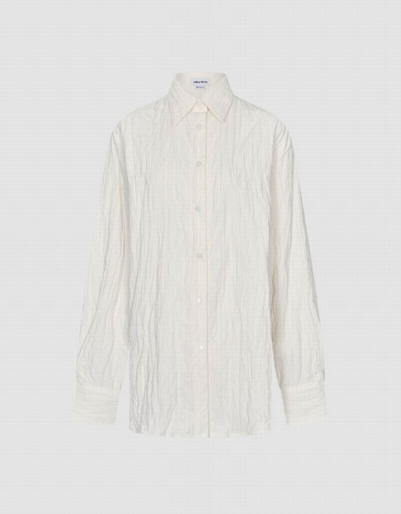 Camisas Urban Revivo Textured Button Up Mujer Blancos | TYR2638QC