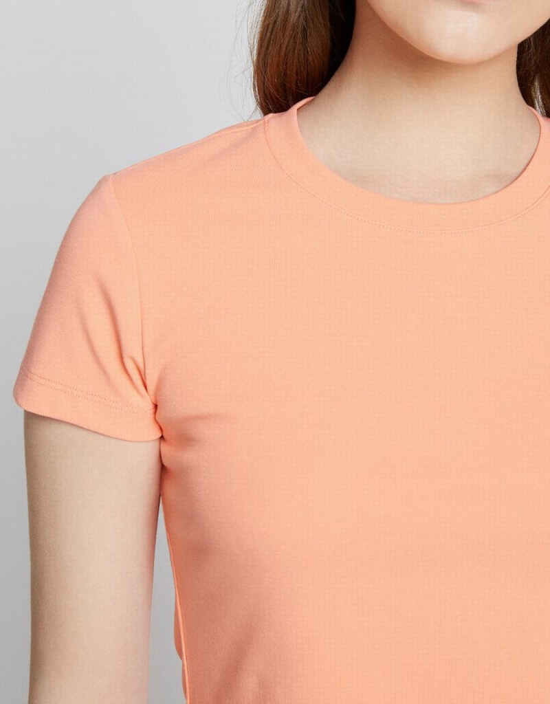 Camiseta Urban Revivo Basic Fitted Mujer Naranjas Claro | PUR4766ST