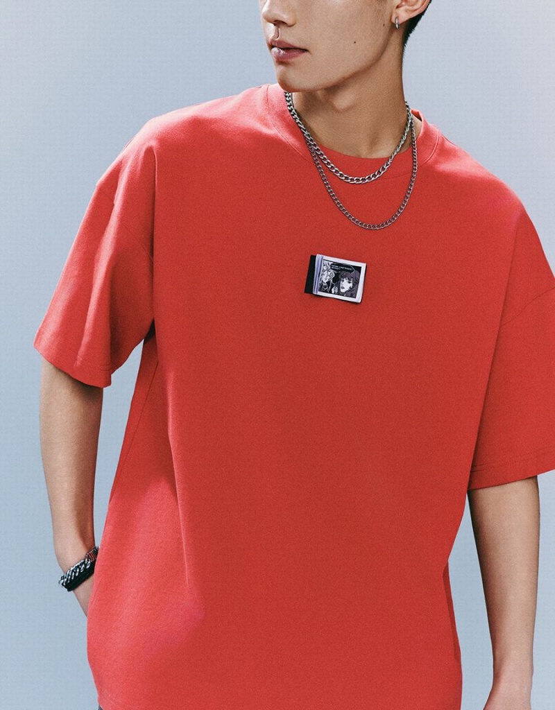 Camiseta Urban Revivo Crew Neck Loose Hombre Rojos | ARN5254WJ