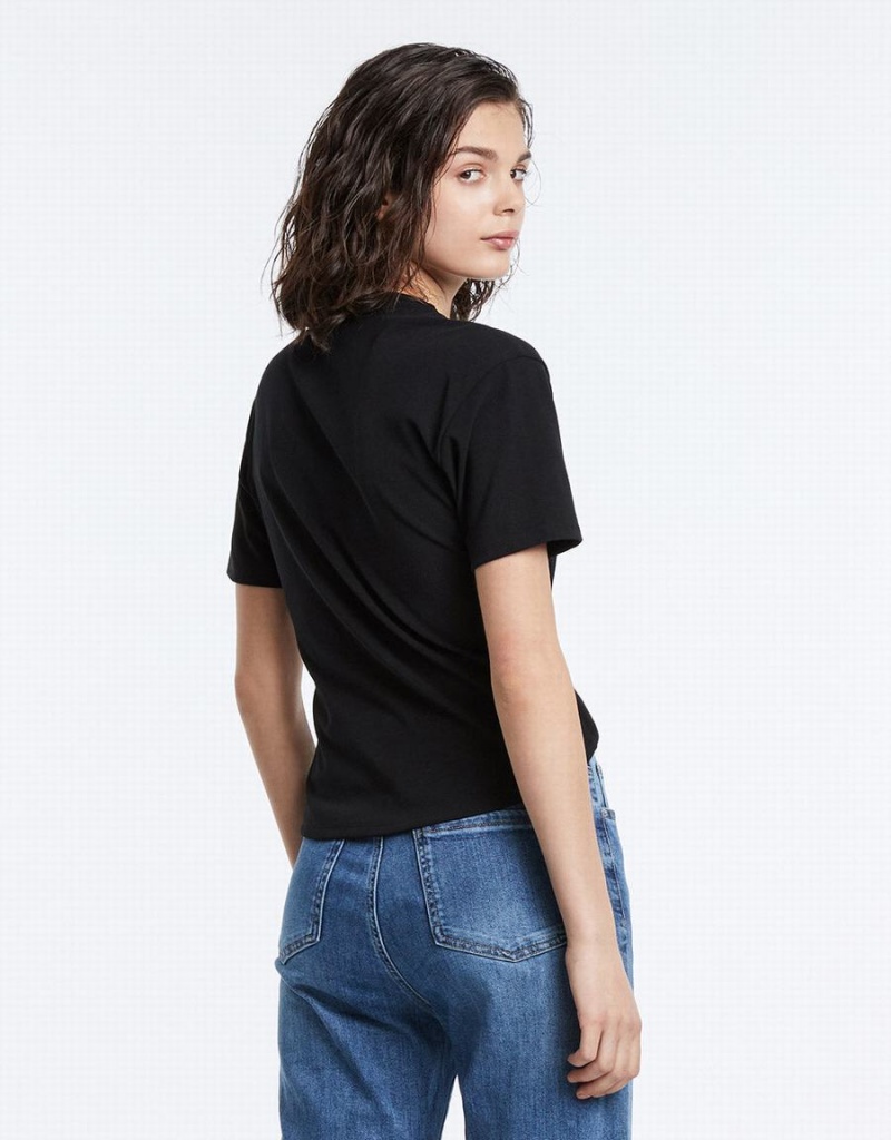 Camiseta Urban Revivo Cropped With Ring Detail Mujer Negros | WQC1378OZ